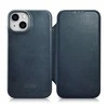 iCarer CE Oil Wax Premium Leather Apple iPhone 14 Plus magnetic atverčiamas MagSafe dėklas telefonui mėlynos spalvos (AKI14220707-BU)
