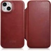 iCarer CE Oil Wax Premium Leather Apple iPhone 14 Plus Magnetic atverčiamas Leather MagSafe dėklas telefonui raudonos spalvos (AKI14220707-RD)