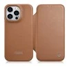 iCarer CE Premium Leather Apple iPhone 14 Pro Magnetic atverčiamas Leather MagSafe dėklas telefonui rudos spalvos (WMI14220714-BN)