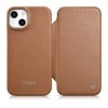 iCarer CE Premium Leather Apple iPhone 14 Plus Magnetic atverčiamas Leather MagSafe dėklas telefonui rudos spalvos (WMI14220715-BN)