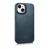 iCarer CE Oil Wax Premium Leather Apple iPhone 14 Plus magnetic atverčiamas MagSafe dėklas telefonui mėlynos spalvos (AKI14220707-BU)
