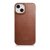 iCarer CE Oil Wax Premium Leather Apple iPhone 14 Plus magnetic atverčiamas MagSafe dėklas telefonui rudos spalvos (AKI14220707-BN)