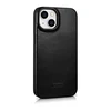 iCarer CE Oil Wax Premium Leather Leather Apple iPhone 14 Plus Magnetic atverčiamas MagSafe dėklas telefonui juodos spalvos (AKI14220707-BK)