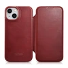 iCarer CE Oil Wax Premium Leather Apple iPhone 14 Plus Magnetic atverčiamas Leather MagSafe dėklas telefonui raudonos spalvos (AKI14220707-RD)