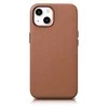 iCarer Leather Apple iPhone 14 Plus dėklas telefonui rudos spalvos (MagSafe Compatible)
