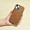 iCarer Oil Wax Premium Leather Apple iPhone 14 Plus Magnetic Leather with MagSafe dėklas telefonui rudos spalvos (WMI14220703-TN)