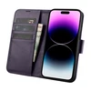 iCarer Wallet 2in1 Apple iPhone 14 Pro Anti-RFID Leather atverčiamas dėklas telefonui violetinės spalvos (WMI14220726-DP)