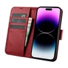 iCarer Wallet 2in1 Apple iPhone 14 Pro Max Leather atverčiamas Anti-RFID dėklas telefonui raudonos spalvos (WMI14220728-RD)