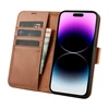 iCarer Wallet 2in1 Apple iPhone 14 Pro Leather atverčiamas Anti-RFID dėklas telefonui rudos spalvos (WMI14220726-BN)