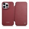 iCarer CE Premium Leather Apple iPhone 14 Pro Max Magnetic atverčiamas MagSafe dėklas telefonui raudonos spalvos (WMI14220716-RD)