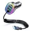 Automobilinis įkroviklis Joyroom JR-CL20, 2x USB + 2x Lightning, 57W + Lightning laidas (juodas)