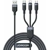 Joyroom Multi-Use Series S-A18 3in1 USB-A – Lightning / USB-C / micro USB kabelis 0.3m – juodos spalvos