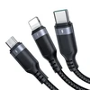 Joyroom Multi-Use Series S-A18 3in1 USB-A – Lightning / USB-C / micro USB kabelis 0.3m – juodos spalvos