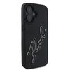 Apple iPhone 16 Karl Lagerfeld 3D Rubber Signature (KLHCP16S3DRKSDLK) dėklas telefonui juodos spalvos