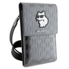 Karl Lagerfeld Saffiano Monogram Choupette - Krepšys telefonui per petį (sidabrinas)