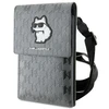 Karl Lagerfeld Saffiano Monogram Choupette - Krepšys telefonui per petį (sidabrinas)