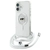 Karl Lagerfeld KLHMP16SHCKHNT Apple iPhone 16 6.1" dėklas telefonui skaidrus Crossbody IML Karl Head MagSafe