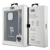 Apple iPhone 15 Pro Karl Lagerfeld dėklas Crossbody Saffiano Monogram Metal Pin Karl &amp; Choupette (KLHCP15LSASKNPSK) juodos spalvos