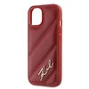 Apple iPhone 13 / 14 / 15 Karl Lagerfeld Diagonal Quilted Script (KLHCP15SPQDSMGR) dėklas telefonui raudonos spalvos