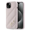 Apple iPhone 13 / 14 / 15 Karl Lagerfeld Diagonal Quilted Script (KLHCP14SPQDSMGP) dėklas telefonui rožinės spalvos