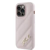 Apple iPhone 14 Pro Max Karl Lagerfeld Diagonal Quilted Script (KLHCP14XPQDSMGP) dėklas telefonui rožinės spalvos