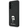 Dėklas Karl Lagerfeld Fixed Glitter Ikonik Logo Metal Pin skirtas Samsung Galaxy A56 juodos spalvos