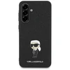 Dėklas Karl Lagerfeld Fixed Glitter Ikonik Logo Metal Pin skirtas Samsung Galaxy A56 juodos spalvos
