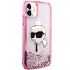 Karl Lagerfeld KLHCN61LNKHCP Apple iPhone 11/XR rožinės spalvos kietas dėklas Glitter Karl Head