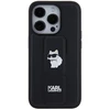 Apple iPhone 14 Pro Max Karl Lagerfeld dėklas Gripstand Saffiano Choupette Pins (KLHCP14XGSACHPK) juodos spalvos
