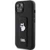 Apple iPhone 15 Karl Lagerfeld dėklas Gripstand Saffiano Choupette Pins (KLHCP15SGSACHPK) juodos spalvos