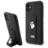 Apple iPhone 11 / XR Karl Lagerfeld dėklas Gripstand Saffiano Choupette Pins (KLHCN61GSACHPK) juodos spalvos