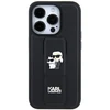 Apple iPhone 11 / XR Karl Lagerfeld dėklas Gripstand Saffiano Karl&amp;Choupette Pins (KLHCN61GSAKCPK) juodos spalvos