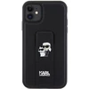 Apple iPhone 11 / XR Karl Lagerfeld dėklas Gripstand Saffiano Karl&amp;Choupette Pins (KLHCN61GSAKCPK) juodos spalvos