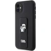 Apple iPhone 11 / XR Karl Lagerfeld dėklas Gripstand Saffiano Karl&amp;Choupette Pins (KLHCN61GSAKCPK) juodos spalvos