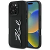 Dėklas Karl Lagerfeld HC Grained PU Cardslot Metal Signature skirtas Apple iPhone 16 Pro juodos spalvos