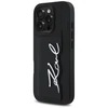 Dėklas Karl Lagerfeld HC Grained PU Cardslot Metal Signature skirtas Apple iPhone 16 Pro juodos spalvos