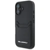 Karl Lagerfeld HC Grained PU Cardslot metalinis pailgas iPhone 16 dėklas - Juodas