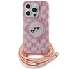 Apple iPhone 15 Pro Karl Lagerfeld Hardcase IML Crossbody Monogram Karl & Choupette Head MagSafe (KLHMP15LHCKCKLCP) dėklas telefonui rožinės spalvos