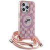 Apple iPhone 15 Pro Karl Lagerfeld Hardcase IML Crossbody Monogram Karl & Choupette Head MagSafe (KLHMP15LHCKCKLCP) dėklas telefonui rožinės spalvos