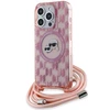 Apple iPhone 15 Pro Karl Lagerfeld Hardcase IML Crossbody Monogram Karl &amp; Choupette Head MagSafe (KLHMP15LHCKCKLCP) dėklas telefonui rožinės spalvos