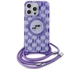 Apple iPhone 15 Pro Max Karl Lagerfeld Hardcase IML Crossbody Monogram Karl &amp; Choupette Head MagSafe (KLHMP15XHCKCKLCU) dėklas telefonui violetinės spalvos