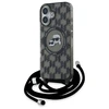 Karl Lagerfeld KLHMP16SHCKCKLCK Apple iPhone 16 6.1" dėklas telefonui juodos spalvos IML Crossbody Monogram Karl &amp; Choupette Head MagSafe
