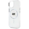 Dėklas Karl Lagerfeld IML Metal Karl Head MagSafe Apple iPhone 15 baltos spalvos