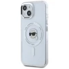 Dėklas Karl Lagerfeld IML Metal Karl Head MagSafe Apple iPhone 15 baltos spalvos