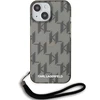 Apple iPhone 13 / 14 / 15 Karl Lagerfeld dėklas IML Mono KL Pattern &amp; Cord (KLHCP15SHKDPNSK) juodos spalvos