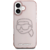 Karl Lagerfeld IML Rhinestones Karl Head Apple iPhone 16 dėklas telefonui rožinės spalvos