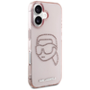Karl Lagerfeld IML Rhinestones Karl Head Apple iPhone 16 dėklas telefonui rožinės spalvos