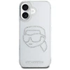 Dėklas Karl Lagerfeld IML Rhinestones Karl Head Apple iPhone 16 skaidrus