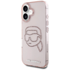 Karl Lagerfeld IML Rhinestones Karl Head Apple iPhone 16 dėklas telefonui rožinės spalvos