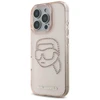 Dėklas Karl Lagerfeld IML Rhinestones Karl Head Apple iPhone 16 Pro rožinės spalvos